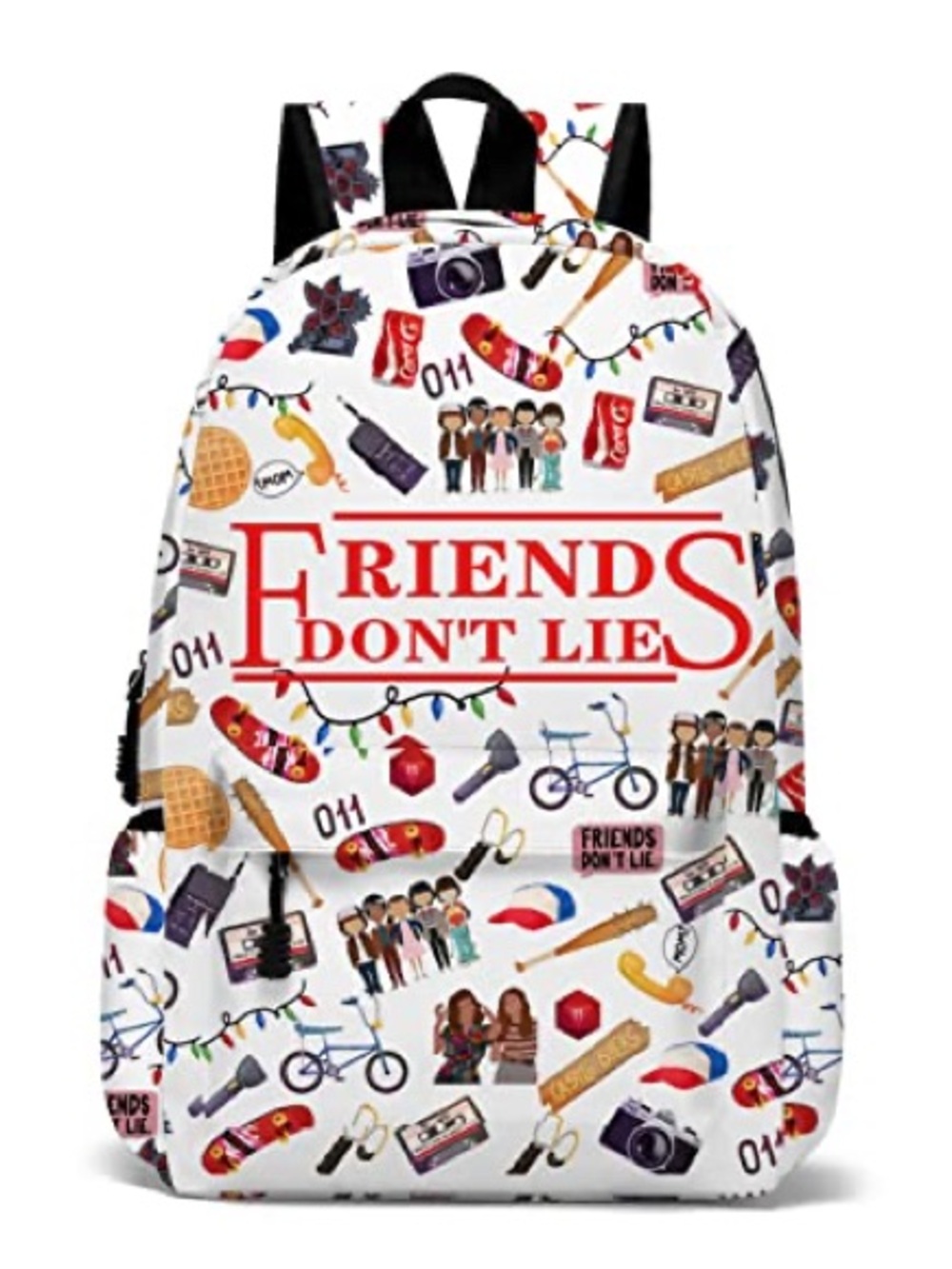 Friends Don't Lie White Graphic Backpack - Women